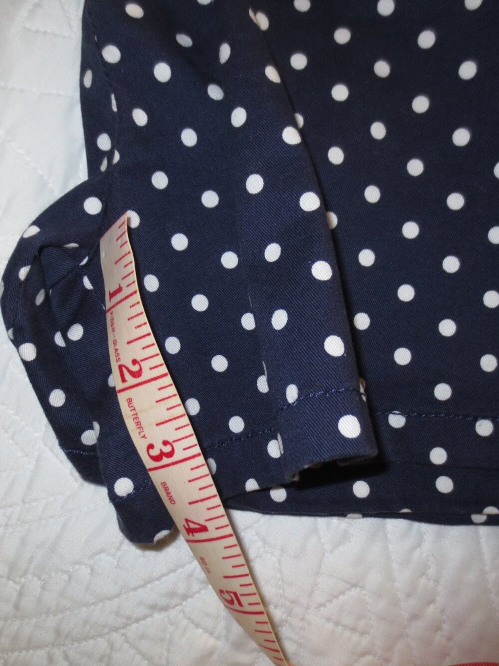 Retro Navy Blue & White Polka Dot Cotton Shorts - Picture 9 of 12
